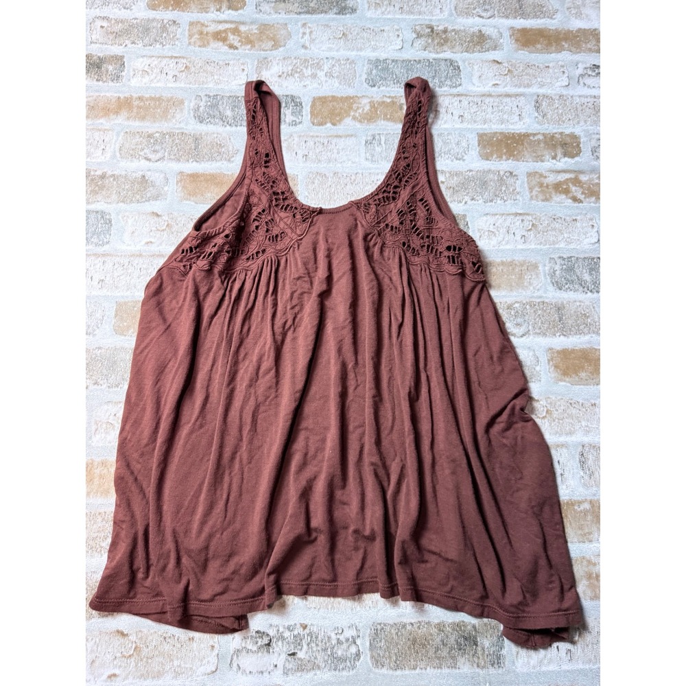 American Eagle Terracotta Brown Crochet Lace Boho Tank Top Small AEM120605U9A